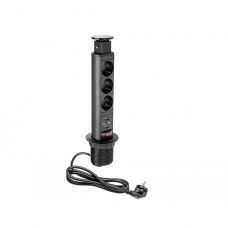 Блок розеток верт.3 розетки  2 USB D60mm серебро